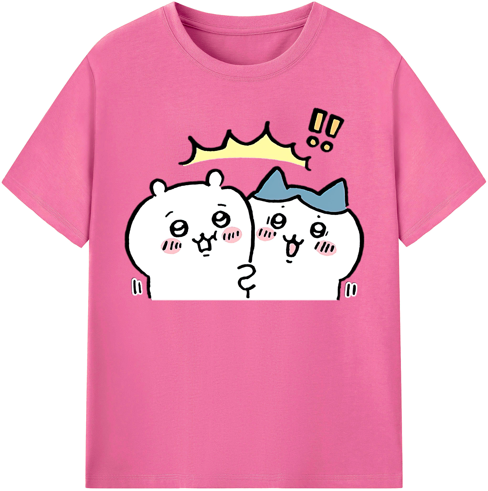 （画像用） ちいかわ ハチワレ Chii-kawa hachiware レディースカジュアルプリントTシャツ（綿100％）